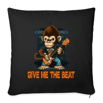Affe Schimpanse spielt Acousitc Rock Gitarre - Sofakissenbezug 45 x 45 cm - Schwarz - Vorne