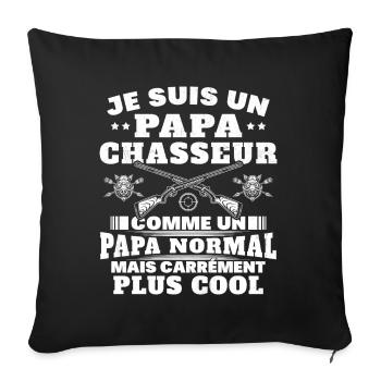 Un papa chasseur c'est comme un papa normal - Housse de coussin décorative 45 x 45 cm - noir - Devant