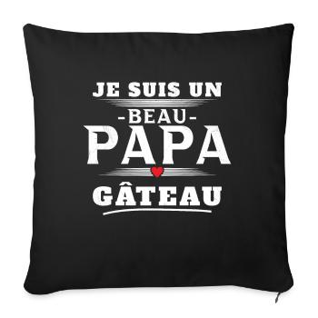 Un Beau Papa Gâteau Pâtisserie Humour Cadeau Noël - Housse de coussin décorative 45 x 45 cm - noir - Devant