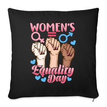 Journée de l’égalité des femmes Cadeau féministe - Housse de coussin décorative 45 x 45 cm - noir - Devant