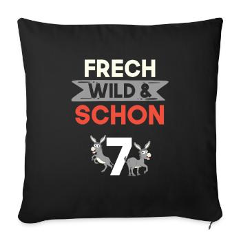 7 Jahre Geburtstag Junge Mädchen Esel - Sofakissenbezug 45 x 45 cm - Schwarz - Vorne