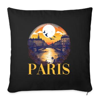 Paris Eiffelturm Bonjour Souvenirs - Sofakissenbezug 45 x 45 cm - Schwarz - Vorne