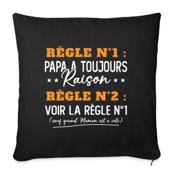 Humour Papa Maman Règles Cadeau - Housse de coussin décorative 45 x 45 cm - noir - Devant