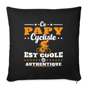 Ce papy cycliste est coole et authentique - Housse de coussin décorative 45 x 45 cm - noir - Devant