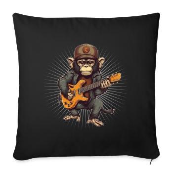 Affe Schimpanse spielt Acousitc Rock Gitarre - Sofakissenbezug 45 x 45 cm - Schwarz - Vorne