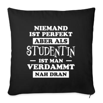 Studentin Spruch Universität Studentin Geschenk - Sofakissenbezug 45 x 45 cm - Schwarz - Vorne