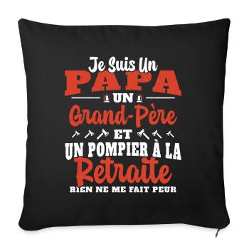 Cadeau de retraite drôle pour grand père pompier - Housse de coussin décorative 45 x 45 cm - noir - Devant