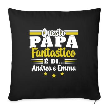 Ce papy génial appartient à Andrea et emma - Housse de coussin décorative 45 x 45 cm - noir - Devant
