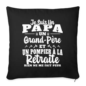 Cadeau de retraite drôle pour grand père pompier - Housse de coussin décorative 45 x 45 cm - noir - Devant