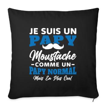 Un papy moustache comme un papy normal - Housse de coussin décorative 45 x 45 cm - noir - Devant