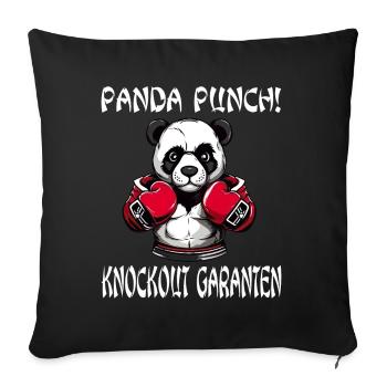Panda Boxer Boxender Pandabär - Sofakissenbezug 45 x 45 cm - Schwarz - Vorne