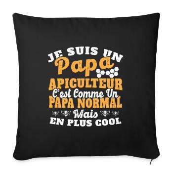 Papa et apiculteur - Housse de coussin décorative 45 x 45 cm - noir - Devant