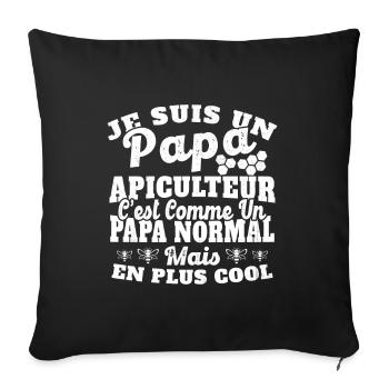 Papa et apiculteur - Housse de coussin décorative 45 x 45 cm - noir - Devant