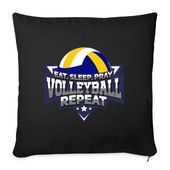 Manger Dormir Priez Volleyball Répéter le cadeau sportif - Housse de coussin décorative 45 x 45 cm - noir - Devant