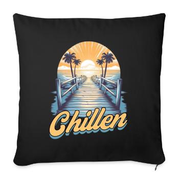 Auszeit Urlaub Hängematte Strand - Sofakissenbezug 45 x 45 cm - Schwarz - Vorne