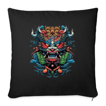 Asiatisch Drache Anime Japanisch Samurai - Sofakissenbezug 45 x 45 cm - Schwarz - Vorne