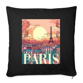 Paris Eiffelturm Bonjour Souvenirs - Sofakissenbezug 45 x 45 cm - Schwarz - Vorne