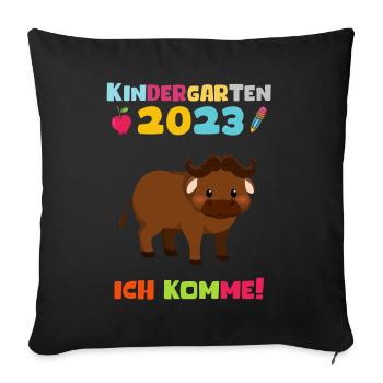 Kindergarten 2023 Ich Komme Jungen Kita Geschenk - Sofakissenbezug 45 x 45 cm - Schwarz - Vorne