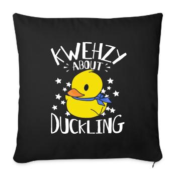 Kwehzy fou de canetons - Canards jaunes - Housse de coussin décorative 45 x 45 cm - noir - Devant