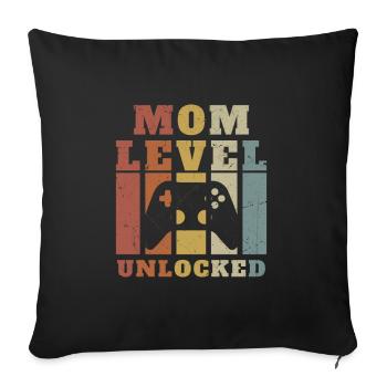 Mom-Level Freigeschaltetes Spielergeschenk - Sofakissenbezug 45 x 45 cm - Schwarz - Vorne