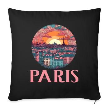 Paris Eiffelturm Bonjour Souvenirs - Sofakissenbezug 45 x 45 cm - Schwarz - Vorne
