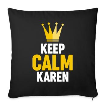 Restez calme Karen Meme Sassy - Housse de coussin décorative 45 x 45 cm - noir - Devant