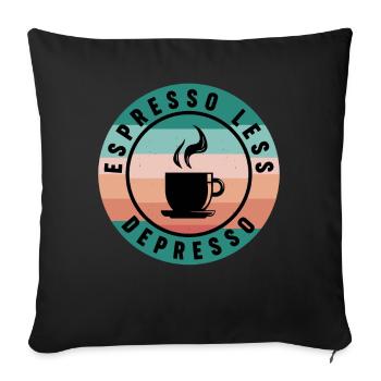 Moins Depresso Coffee Lover Déprimé - Housse de coussin décorative 45 x 45 cm - noir - Devant