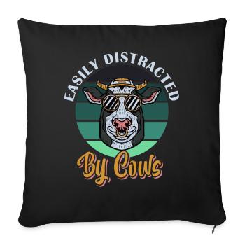 Easily Distracted By Cows Country Babe - Sofa pillowcase 17,3'' x 17,3'' (45 x 45 cm) - black - Front