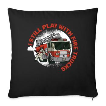 Toujours jouer Fire Trucks Fireman - Housse de coussin décorative 45 x 45 cm - noir - Devant