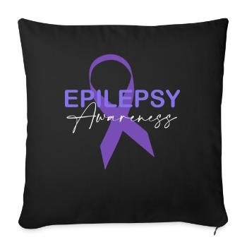 Epilepsy Awareness Purple Ribbon - Sofa pillowcase 17,3'' x 17,3'' (45 x 45 cm) - black - Front