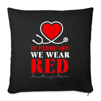 In February We Wear Red Heart Disease - Sofa pillowcase 17,3'' x 17,3'' (45 x 45 cm) - black - Front