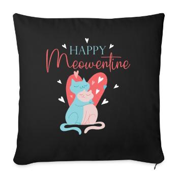 Joyeuse Chat Meowentine de la Saint-Valentin - Housse de coussin décorative 45 x 45 cm - noir - Devant