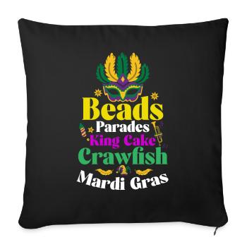 Beads Parades Kingcake Mardi Gras - Sofa pillowcase 17,3'' x 17,3'' (45 x 45 cm) - black - Front