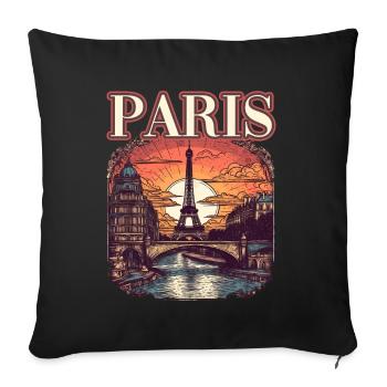 Paris Eiffelturm Bonjour Souvenirs - Sofakissenbezug 45 x 45 cm - Schwarz - Vorne