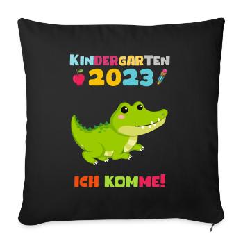 Kindergarten 2023 Ich Komme Jungen Kita Geschenk - Sofakissenbezug 45 x 45 cm - Schwarz - Vorne