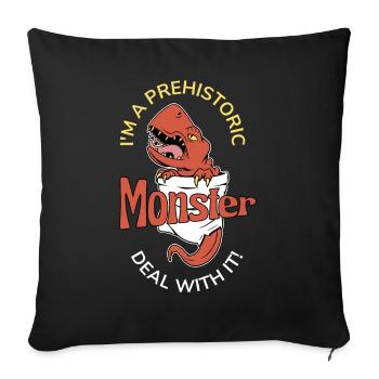 Je suis un dinosaure Trex monstre préhistorique - Housse de coussin décorative 45 x 45 cm - noir - Devant