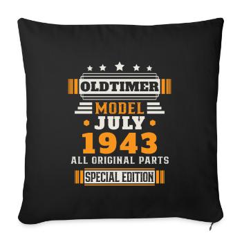 Voiture ancienne Juillet 1943 Cadeau d’anniversaire - Housse de coussin décorative 45 x 45 cm - noir - Devant