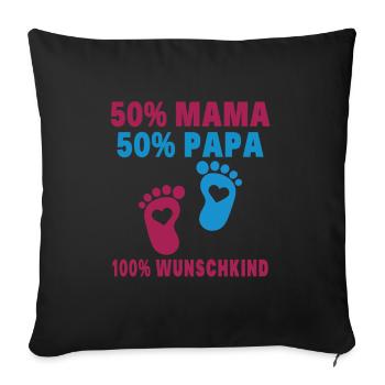 50% Mama 50% Papa 100% Prinzessin - Baby - Geburt - Sofakissenbezug 45 x 45 cm - Schwarz - Vorne
