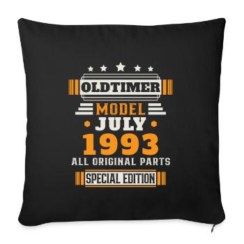 Voiture ancienne Juillet 1993 Cadeau d’anniversaire - Housse de coussin décorative 45 x 45 cm - noir - Devant