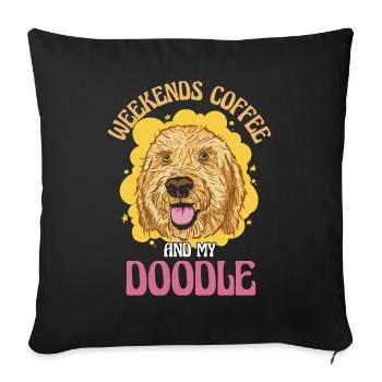 Week-ends Café et mon Doodle - Housse de coussin décorative 45 x 45 cm - noir - Devant
