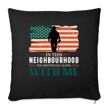 Patriotische Veteranen-Nachbarschaft - Sofakissenbezug 45 x 45 cm - Schwarz - Vorne