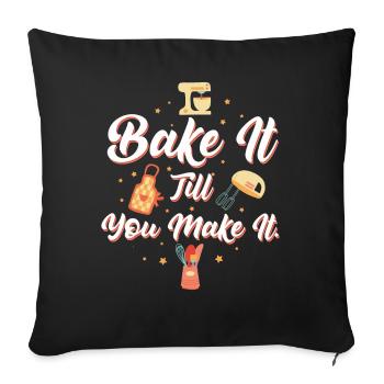 Cuire au four jusqu’à ce que vous le fassiez cuire en disant - Housse de coussin décorative 45 x 45 cm - noir - Devant