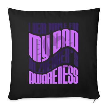 Je porte du violet pour mon père Alzheimer - Housse de coussin décorative 45 x 45 cm - noir - Devant
