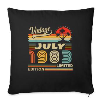 Vintage Juillet 1983 Retro Cadeau d’Anniversaire - Housse de coussin décorative 45 x 45 cm - noir - Devant