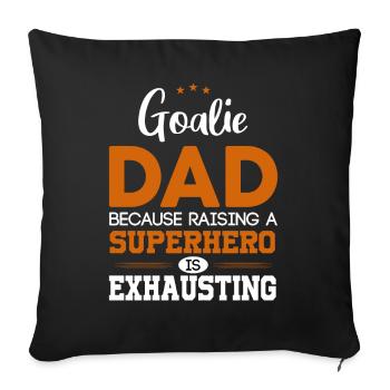 Gardien de but de hockey sur glace Papa Super-héros Père - Housse de coussin décorative 45 x 45 cm - noir - Devant