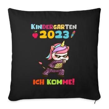 Kindergarten 2023 Ich Komme Jungen Kita Geschenk - Sofakissenbezug 45 x 45 cm - Schwarz - Vorne