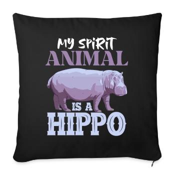 Nilpferd Mama Mein Krafttier Ist Ein Nilpferd - Sofakissenbezug 45 x 45 cm - Schwarz - Vorne