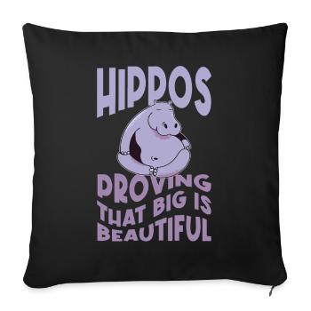 Les hippopotames prouvent que grand, c’est beau - Housse de coussin décorative 45 x 45 cm - noir - Devant