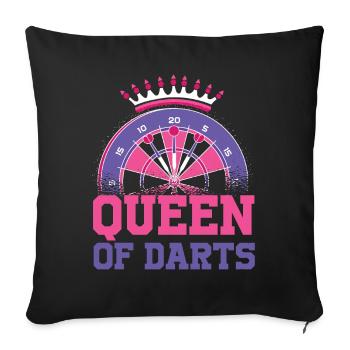 Queen Of Darts Lustiger Dart Spruch - Sofakissenbezug 45 x 45 cm - Schwarz - Vorne