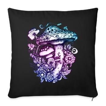 Mushrooms, Magic mushrooms, Autumn, Forest, Nature - Sofa pillowcase 17,3'' x 17,3'' (45 x 45 cm) - black - Front